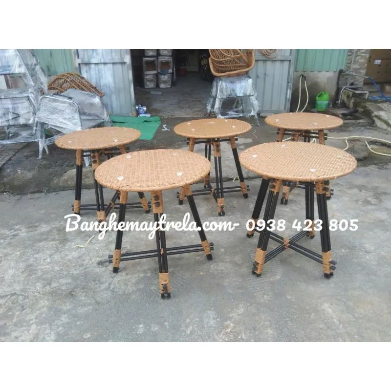 Bàn ghế mây nhựa cho quán cafe 740111