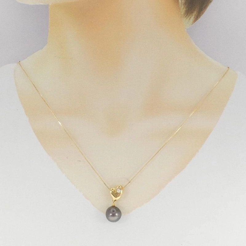 K18YG Ngọc trai đen dây chuyền 11.3mm - Hàng hiệu Chính hãng 855969