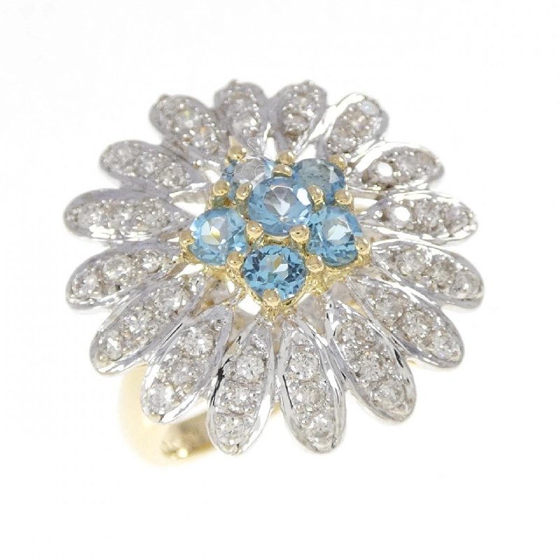 Nhẫn hoa Blue Topaz K18YG/K18WG 0.79CT - Hàng hiệu Chính hãng 853144