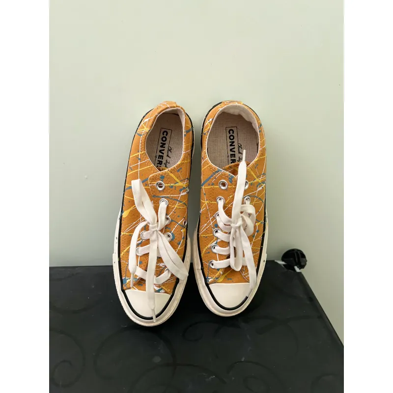 Giày thể thao Converse vẽ họa tiết màu vàng nâu size 37 778412