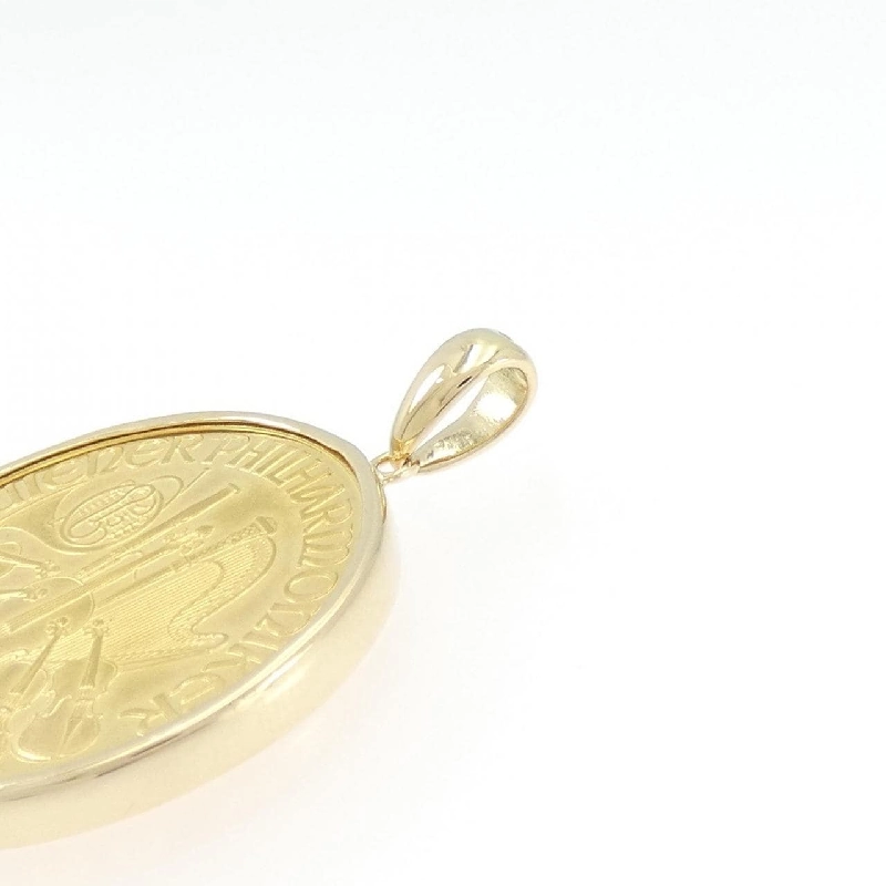 K18YG(枠) Mặt dây chuyền đồng xu - Hàng hiệu Authentic 865424