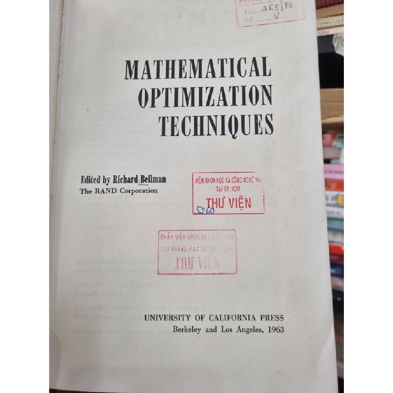 MATHEMATICAL OPTIMIZATION TECHNIQUES (EDITED BY RICHARD BELLMAN) 119895