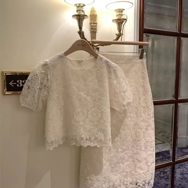 Set váy ren tiểu thư 2 lớp sang chảnh, thanh lịch 755749