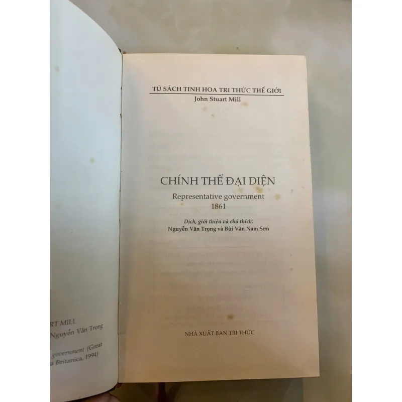 CHÍNH THỂ ĐẠI DIỆN (BÌA CỨNG) - JOHN STUART MILL  1041786