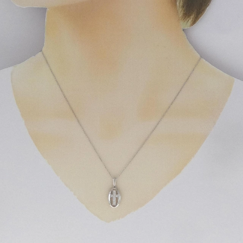 K18WG Dây chuyền kim cương chéo 0.06CT - Hàng hiệu Chính hãng 861750