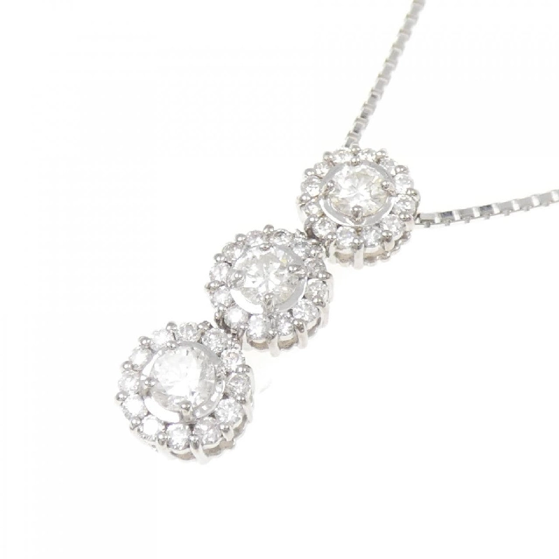 K18WG Dây chuyền kim cương ba viên 1.00CT - Hàng hiệu Authentic 860941