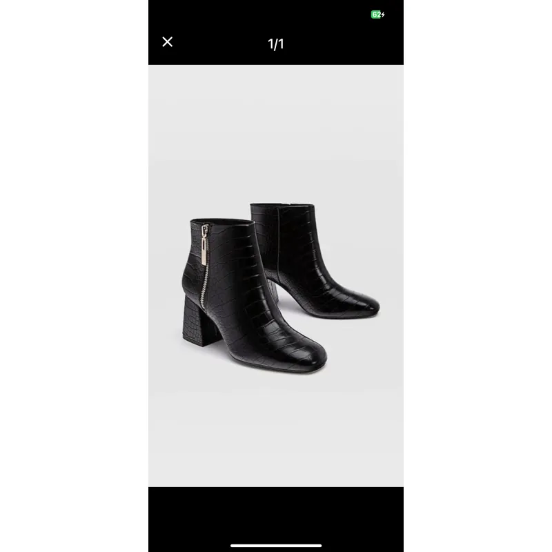 Giày boots nữ da bóng cao gót cao cấp màu đen size 36 1035428