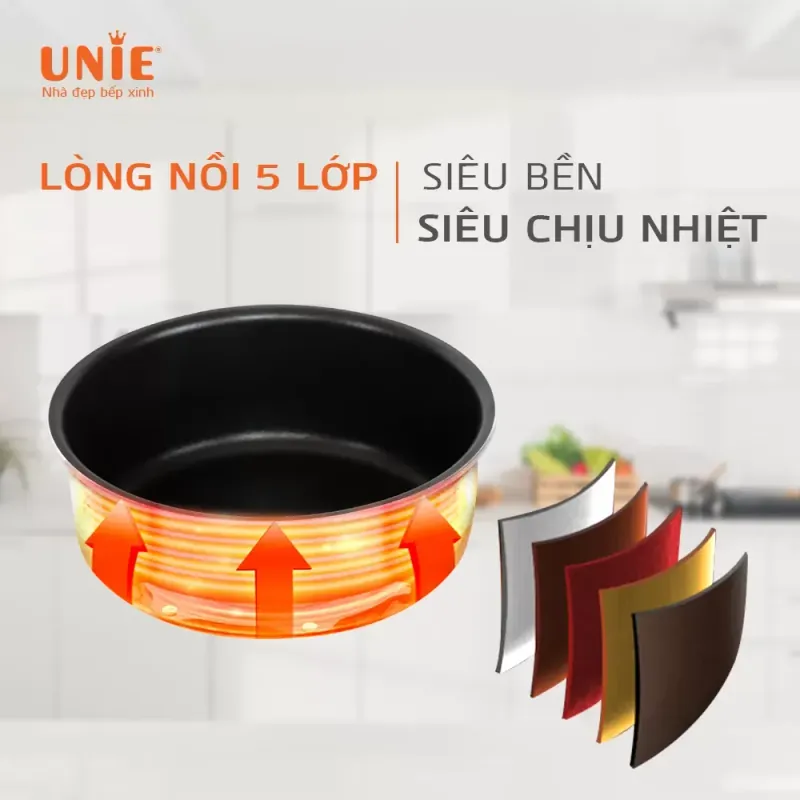 Nồi áp suất điện UNIE UN-630 dung tích 3L, lòng nồi 5 lớp bền bỉ, nấu nướng đa năng 929010