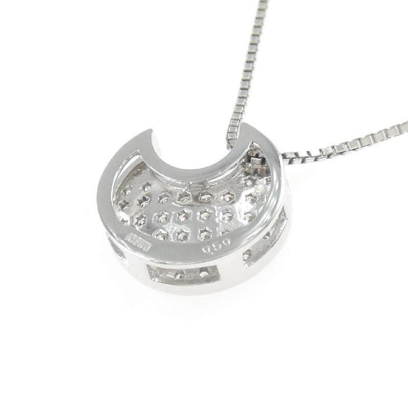 K18WG Mặt dây chuyền kim cương Pave hình mặt trăng 0.50CT - Hàng hiệu Chính hãng 857227