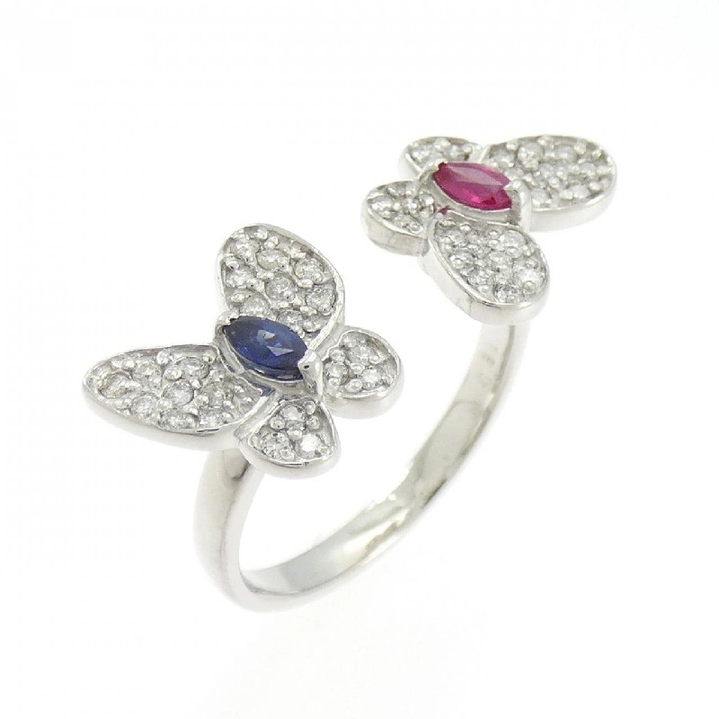 K18WG Nhẫn Bướm Đá Màu - Hàng hiệu Chính hãng 848036