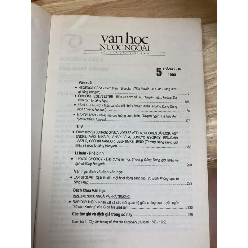 Tạp Chí Văn Học Nước Ngoài - Số 5, 1998 970532