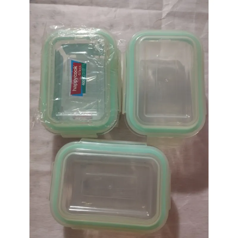 Bộ 3 hộp thủy tinh HappyCook 370ml chịu nhiệt 400 độ 723241