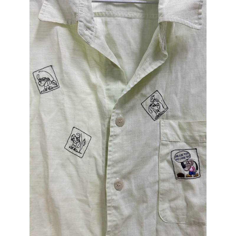 Áo sơ mi linen genca vintage, màu xanh cốm 455016