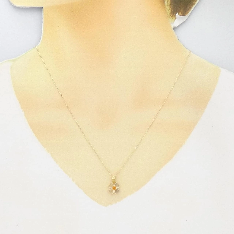 K18YG Hoa × Trái tim Mặt dây chuyền Citrine - Hàng hiệu Chính hãng 865003