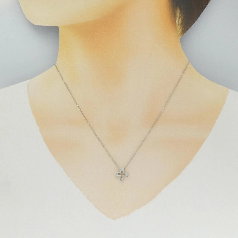 K14WG Dây chuyền kim cương chéo 0.10CT - Hàng hiệu Chính hãng 858999