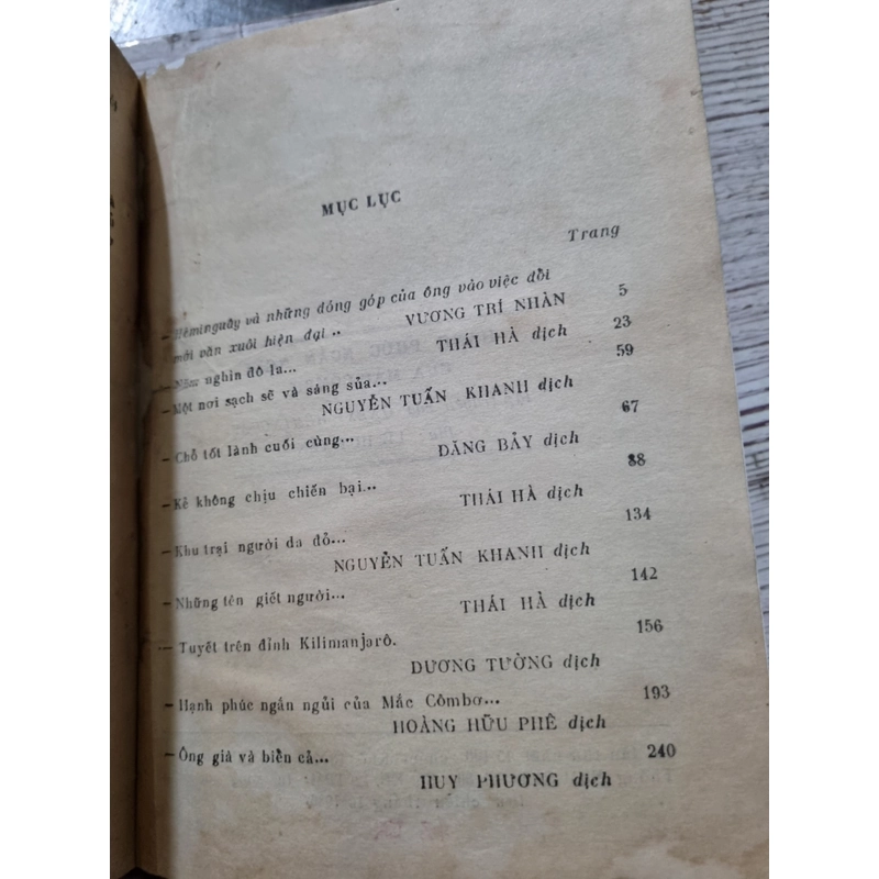 Đọc truyện ngắn của Hemingway| nhiều người dịch|  sách đóng bìa xưa 322384