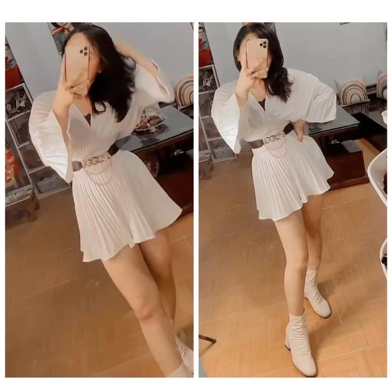 Đầm thời trang kèm quần bảo hộ tặng kèm đai 519007