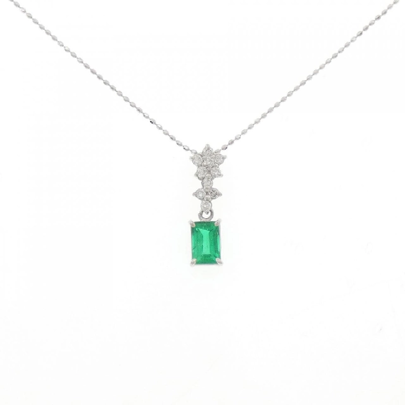 Dây chuyền ngọc lục bảo PT900/K18WG 0.55CT - Hàng hiệu Authentic 858222