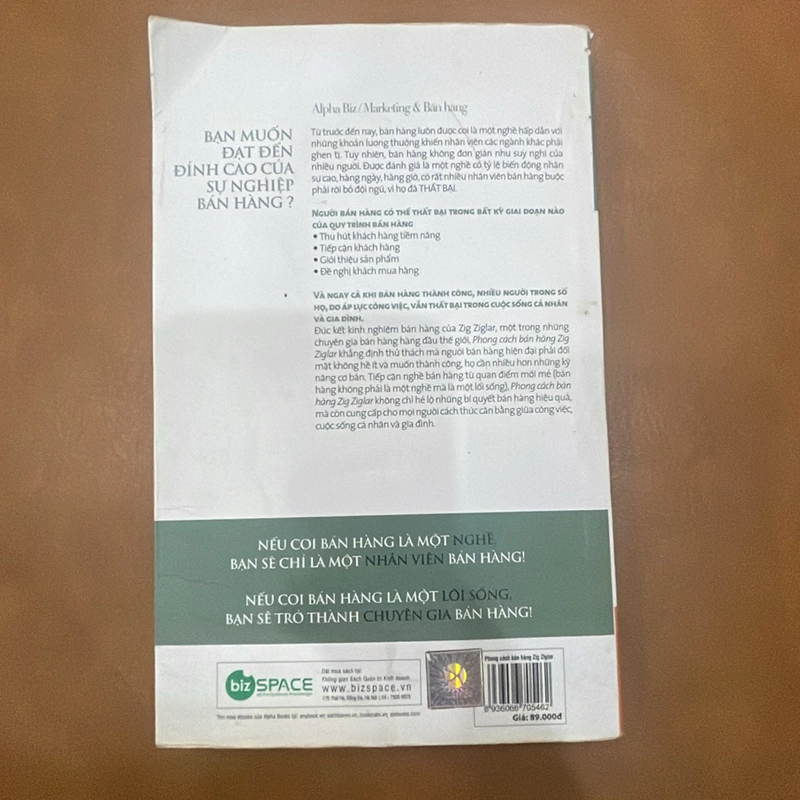 Sách Phong cách bán hàng Zig Ziglar - tình trạng 90% 297384