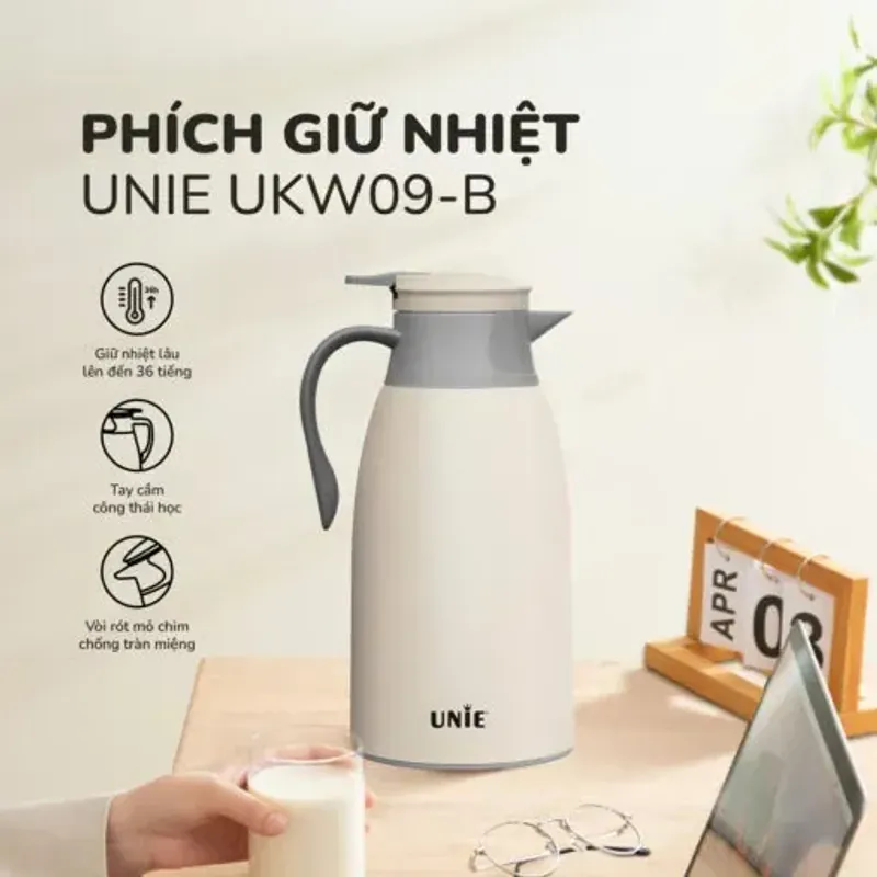 🧊 PHÍCH GIỮ NHIỆT UNIE UKW09-B GIỮ NÓNG/LẠNH LÂU NHẸ, BỀN, AN TOÀN 727782