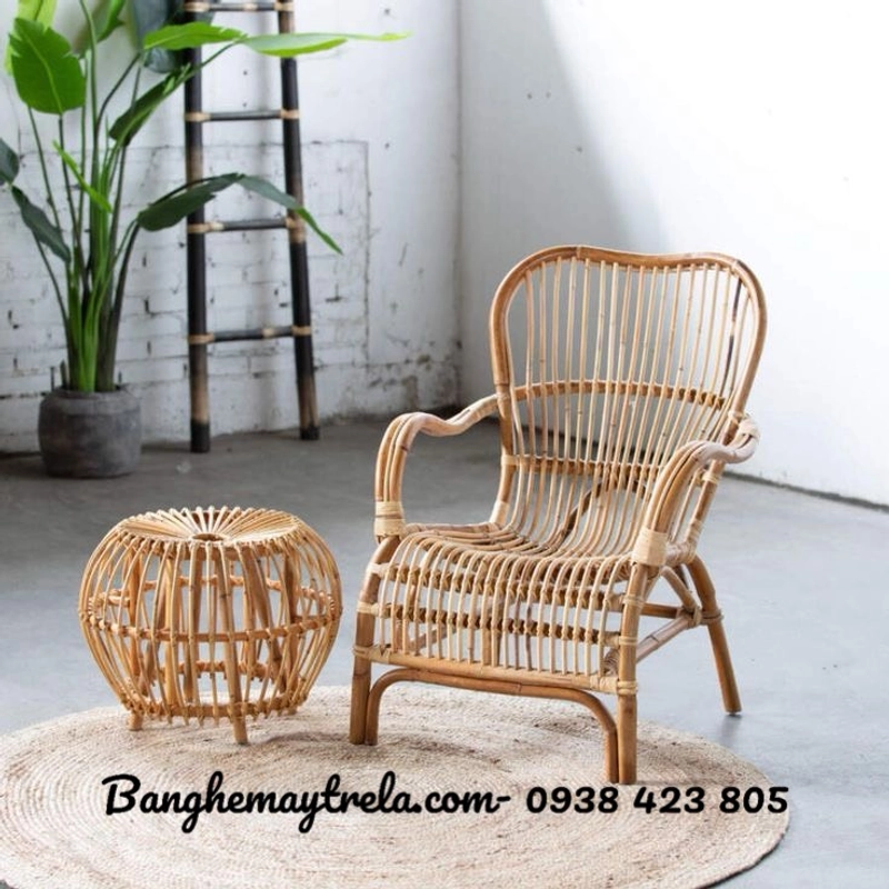 Ghế mây tự nhiên lưng cao kèm tay vịn 479525