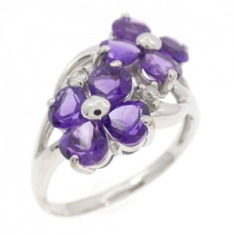 Nhẫn Amethyst K14WG Hoa - Hàng hiệu Chính hãng 851502