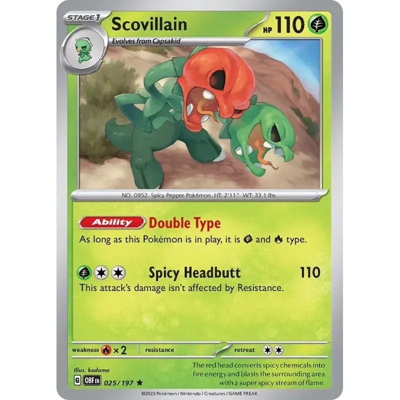 [Thẻ bài Pokemon chính hãng Anh EN]  Scovillain 025/197 Holo 590012