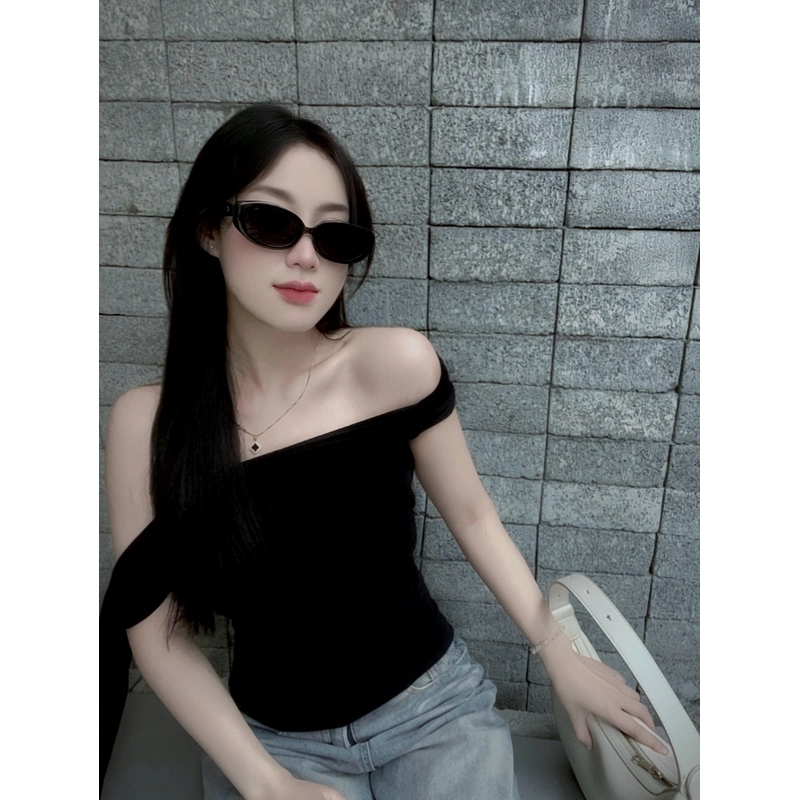 Áo lệch vai bèo tà 1 bên tay ngắn cá tính size M 447646