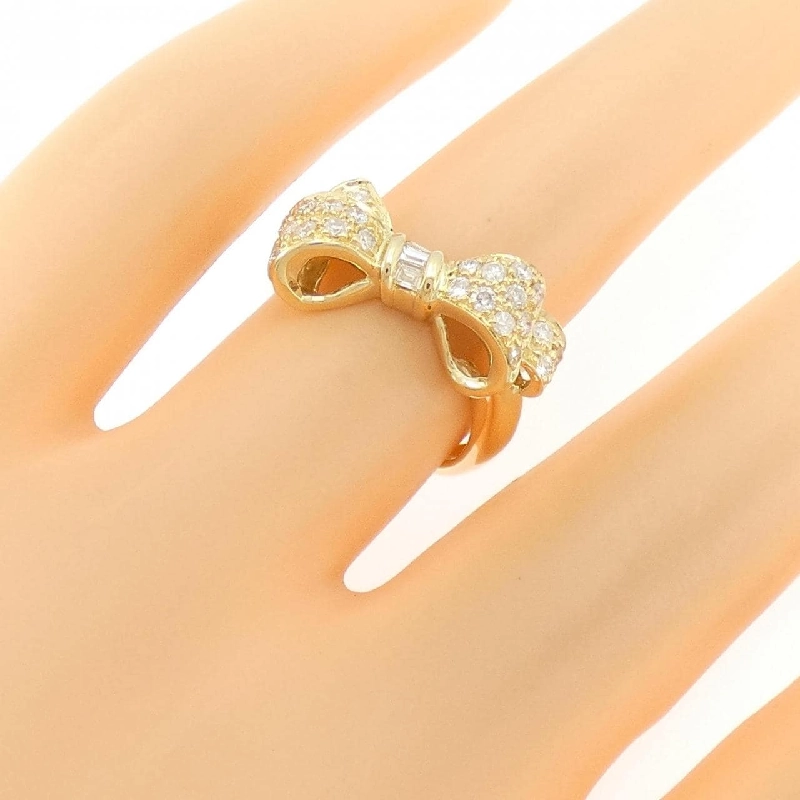 Nhẫn kim cương K18YG hình ruy băng 0.33CT 667458