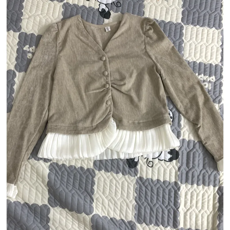 Áo nữ tay dài dáng cardigan tay bèo phong cách tiểu thư nhẹ nhàng dễ phối đồ  784374