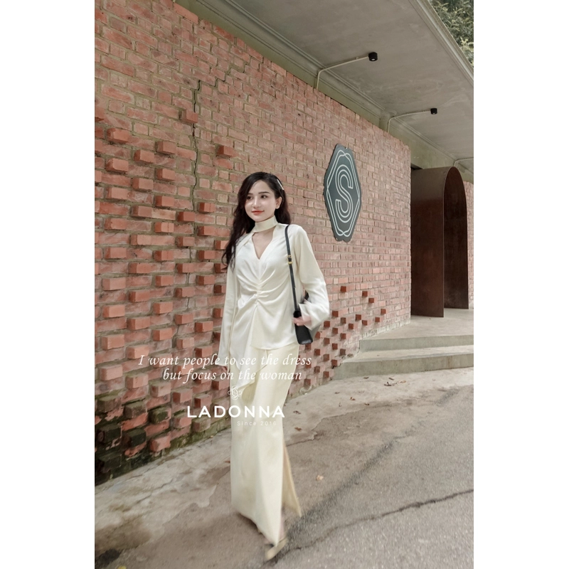 [New] Sơ mi lụa La Donna Design áo sơ mi tiểu thư sang chảnh Trắng 369263