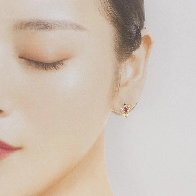 K18YG Bông tai Ruby 0.42CT - Hàng hiệu Chính hãng 873899