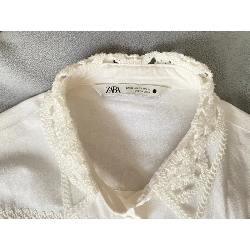 MỚI 99%***ÁO SƠ MI ZARA TRẮNG REN CROPTOP DÀI TAY* REN CÁCH ĐIỆU* TẶNG QUÀ 0Đ FREESHIP 588228