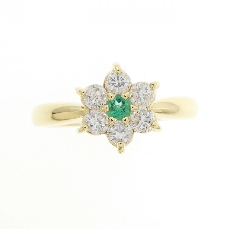 Nhẫn hoa ngọc lục bảo K18YG - Hàng hiệu Authentic 852094