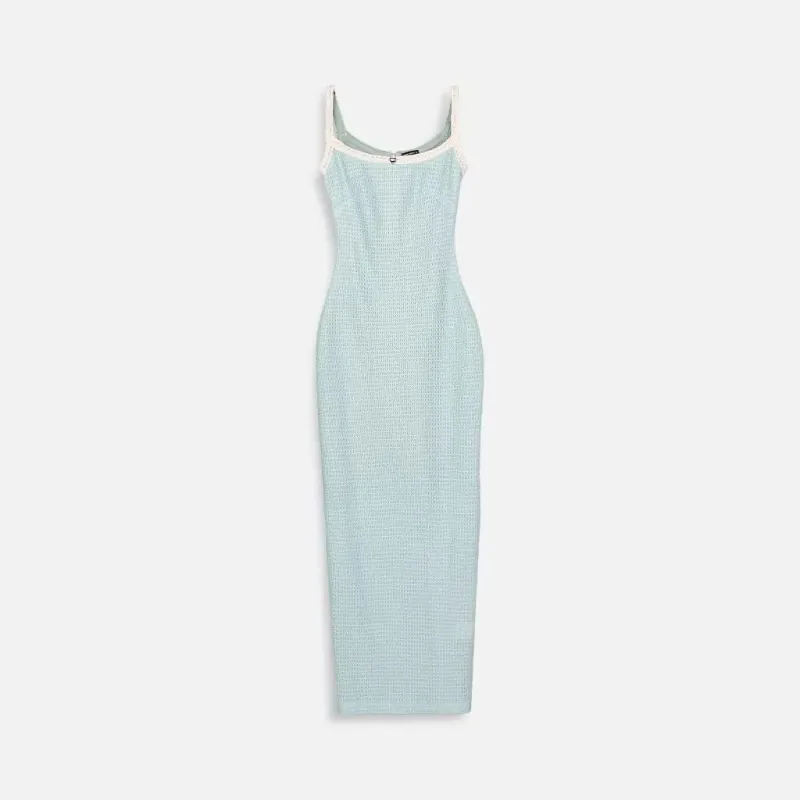 Đầm nữ bodycon midi màu pastel phối ren thắt dây vai phù hợp đi làm, dự tiệc 801049