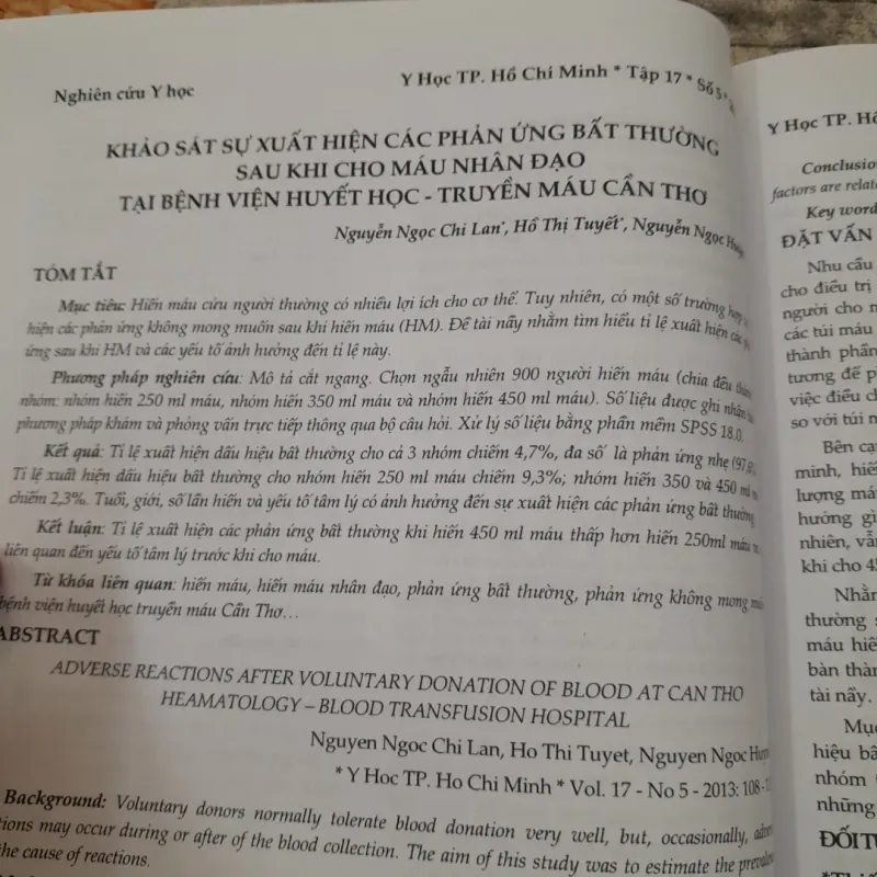 Y Học TpHCM. ĐH Y Dược- Chuyên đề Truyền máu Huyết học số 5 .2013. 778147