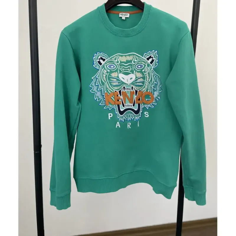 Áo sweatshirt Kenzo thêu đầu hổ màu xanh lá size M 757849