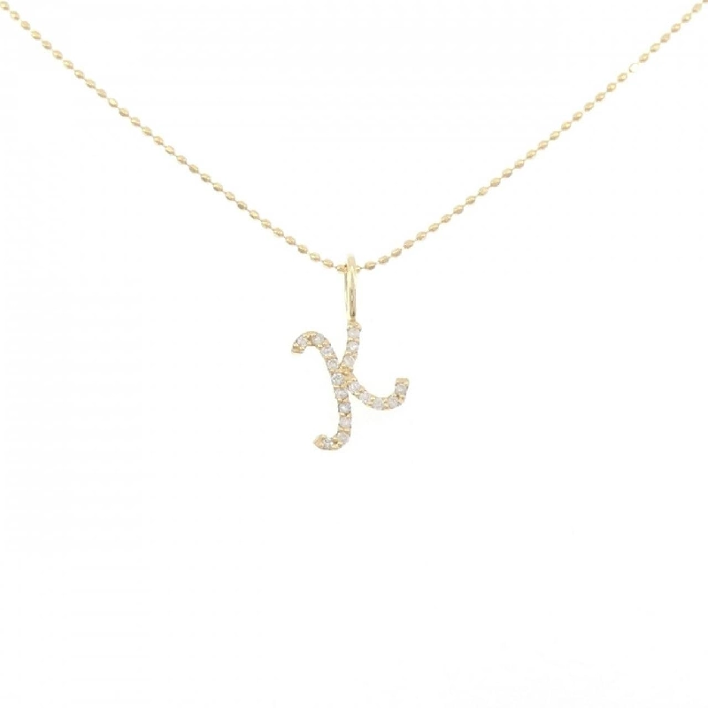 K18YG Chữ cái K Dây chuyền kim cương 0.08CT - Hàng hiệu Chính hãng 858874