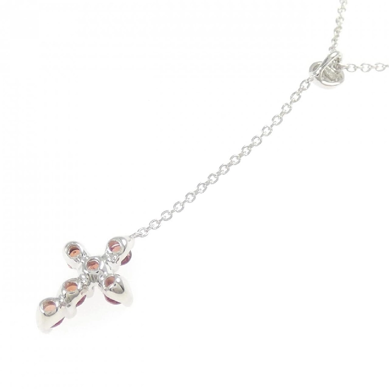 K18WG Đeo cổ hình chữ thập Garnet - Hàng hiệu Chính hãng 857852