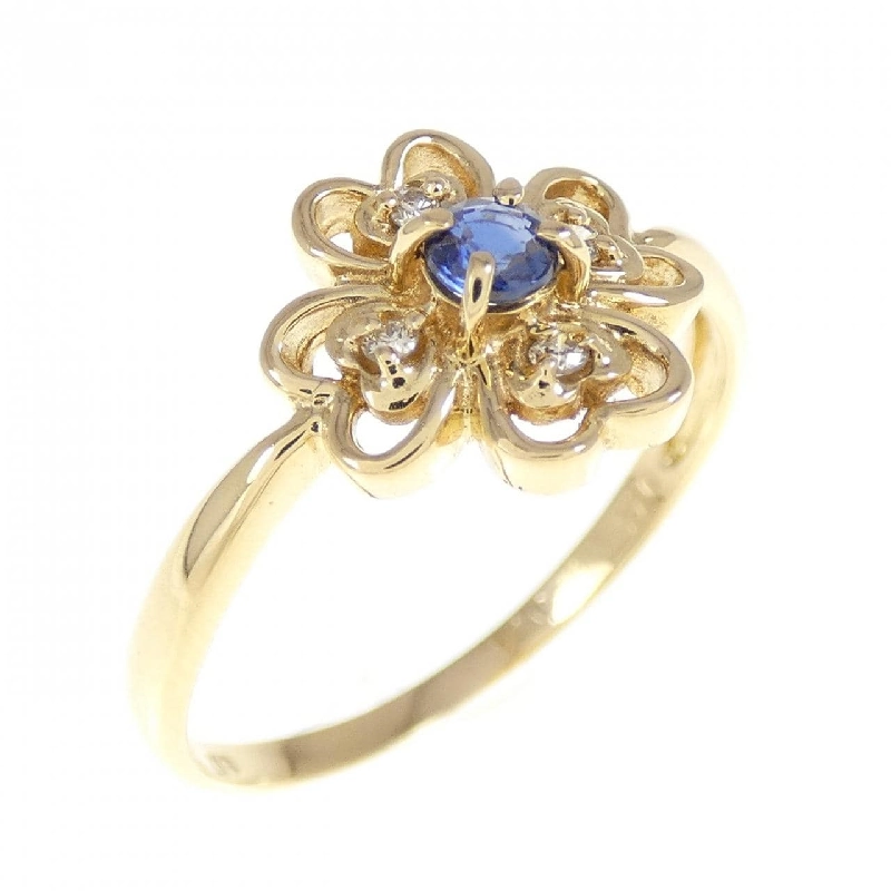 Nhẫn Sapphire Hình Tim × Hoa K18YG 0.14CT - Hàng hiệu Chính hãng 853188