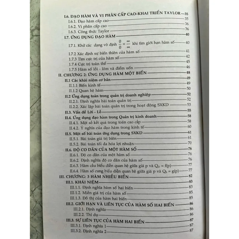 TOÁN CAO CẤP C1 VÀ MỘT SỐ ỨNG DỤNG TRONG KINH DOANH(Full bộ 2 tập) 702629