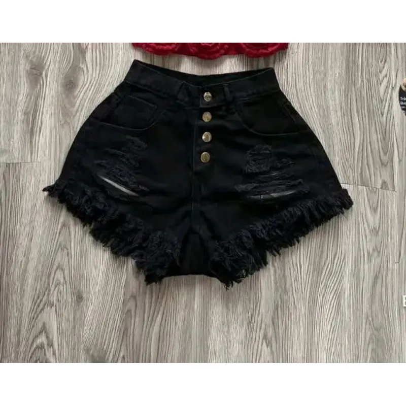 Quần short nữ 4 nút cạp cao màu đen, lai tua Tình trạng: mặc 1–2 lần, còn rất mới (~98%) 1008515