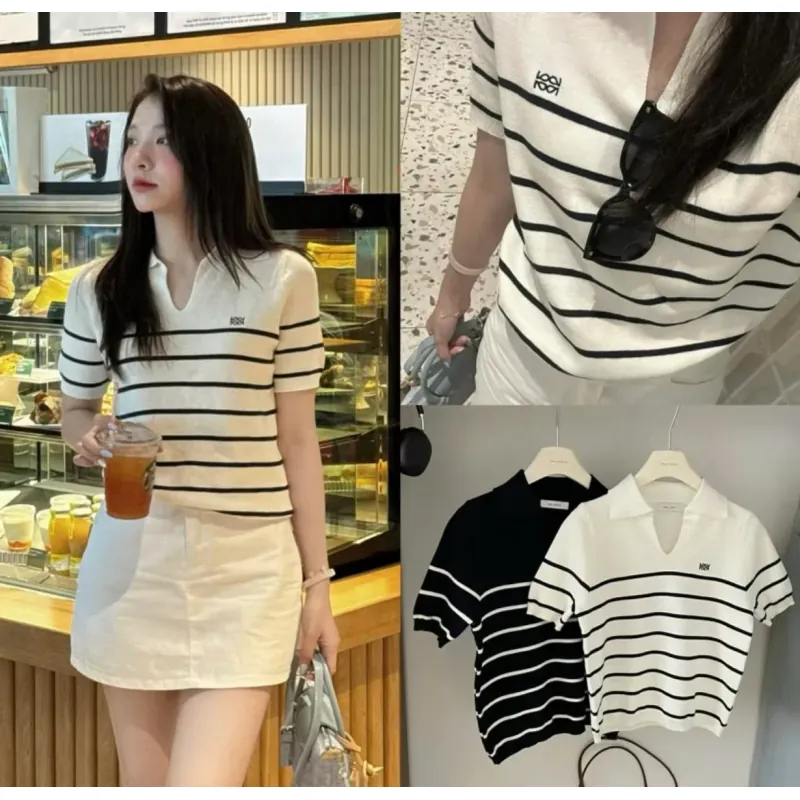 Áo len polo cổ V thêu LO.E.WE HÀNG QC 977527