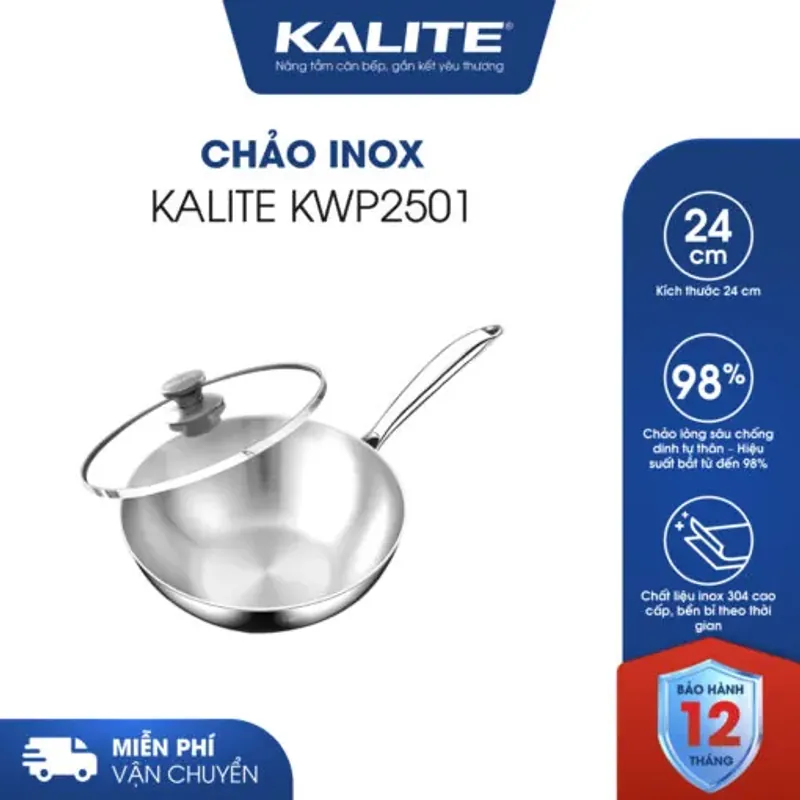 Chảo Inox 304 Kalite KWP2501 – Lòng Sâu, Chống Dính Chống Xước, Dẫn Nhiệt Nhanh- Mới 100% 589168