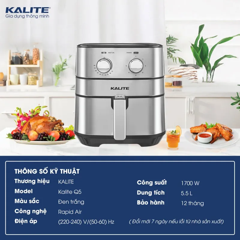 KALITE Q5 🍟 5.5 lít – Công suất mạnh 1500W – Chiên ngon không cần nhiều dầu! 706816