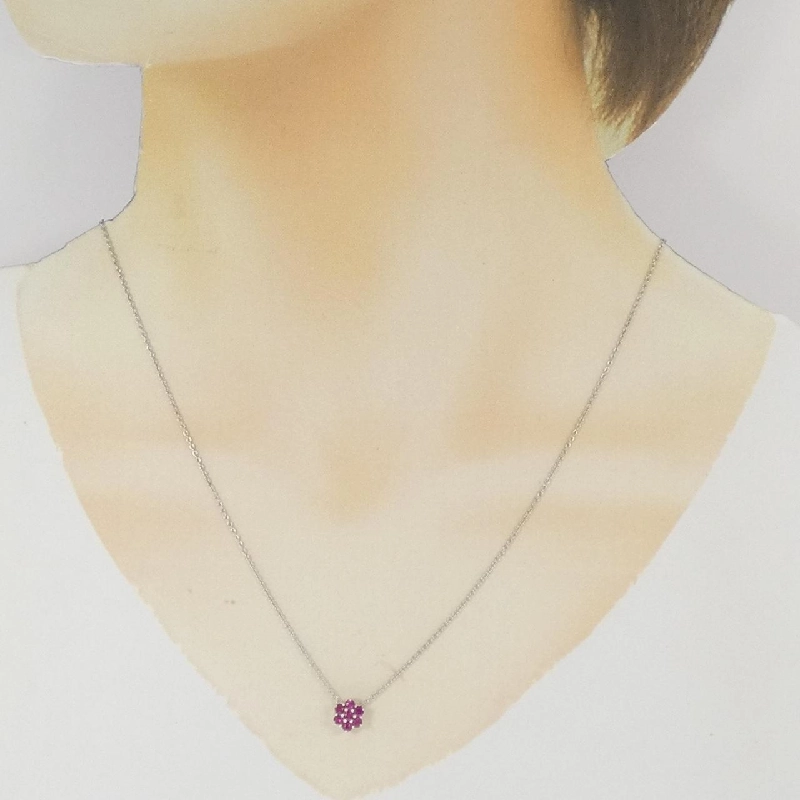 K14WG Hoa Hồng Ruby Dây Chuyền - Hàng hiệu Chính hãng 857983