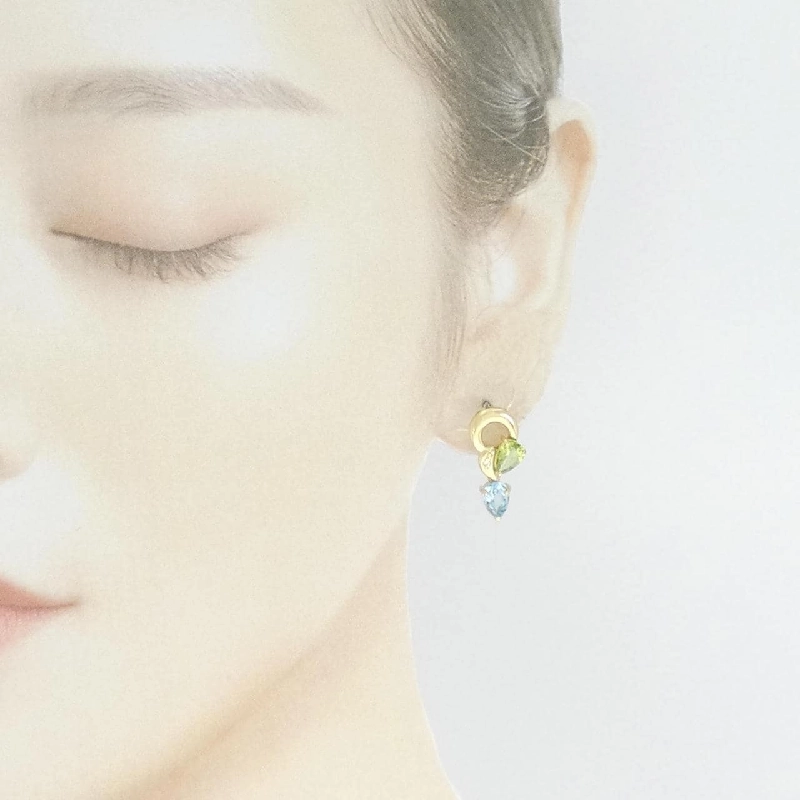 K18YG Đá màu Bông tai - Hàng hiệu Chính hãng 871090