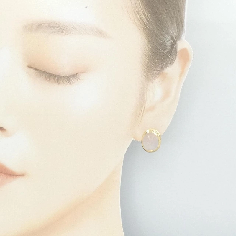 K18YG Bông tai Rose Quartz 10.84CT - Hàng hiệu Chính hãng 870227