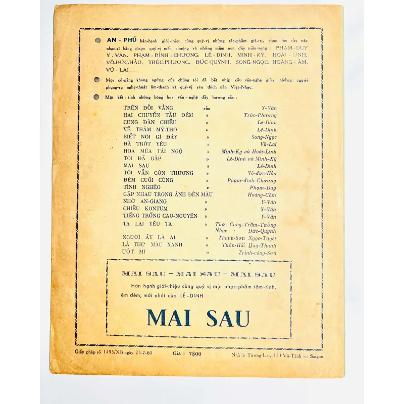 Tờ Nhạc Xưa 1960: CÁNH HOA DUYÊN KIẾP - Tử Linh (Đoàn Chuẩn) - NXB An Phú 728125