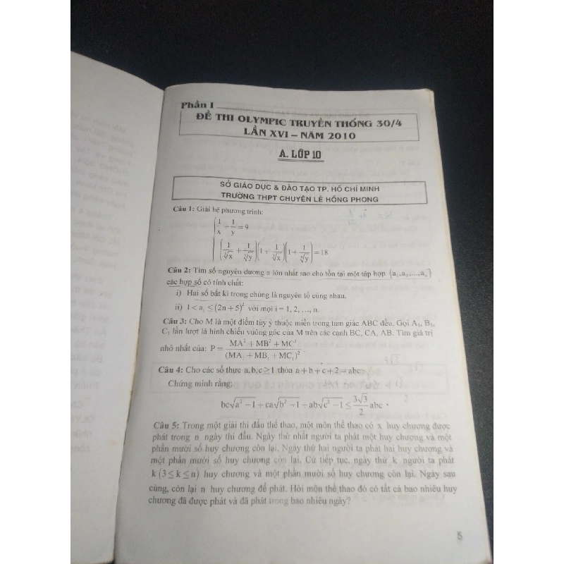 Tuyển tập đề thi Olympic 30 tháng 04 lần thứ XVI 2010 toán học năm 2010 mới 70% ố có viết HCM.TN0612 348129